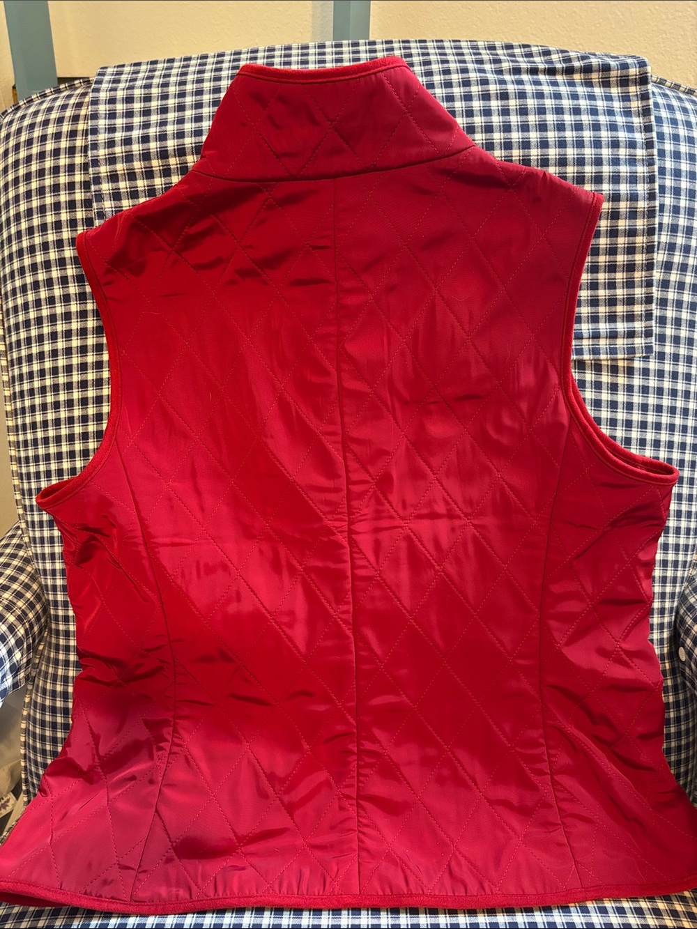 Talbots Bright Red Quilted Stand-Collar Vest - Picture 5 of 7